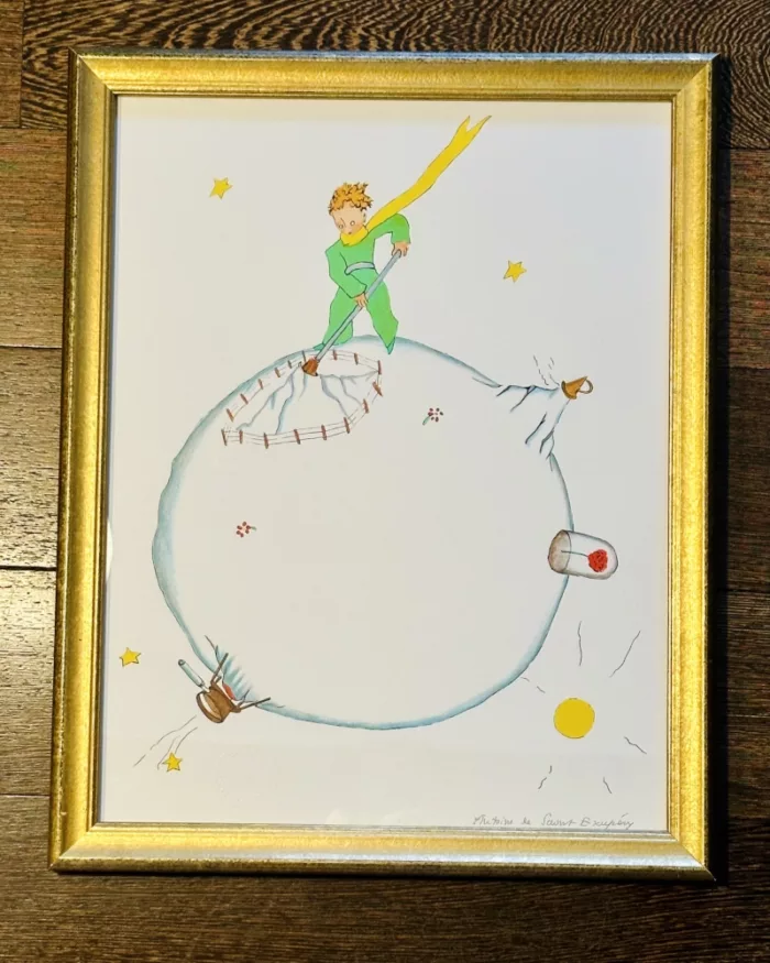 Lithographie « Le Petit Prince et le volcan »